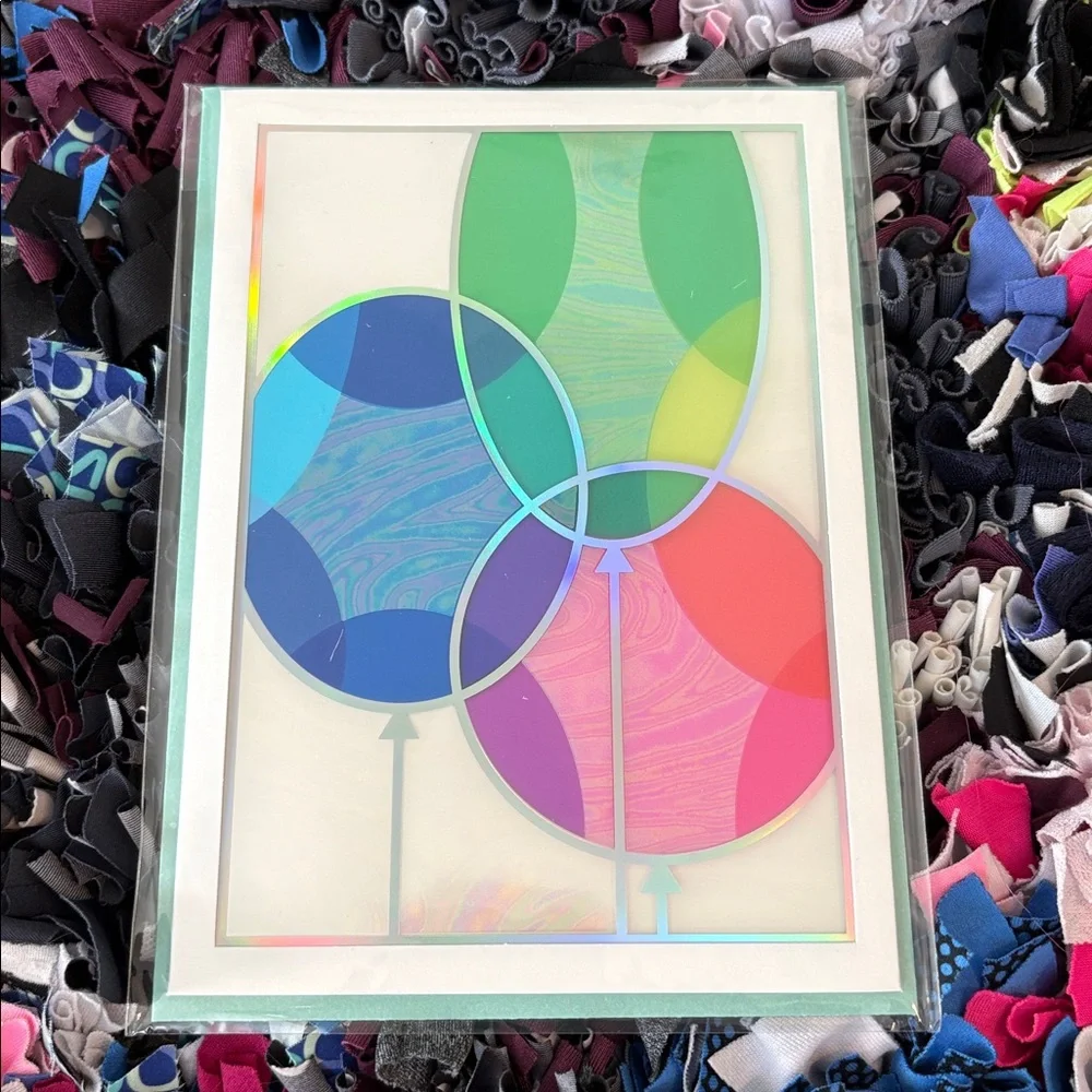 🆕Papyrus “Stained Glass” Balloons Birthday Greeting Card
